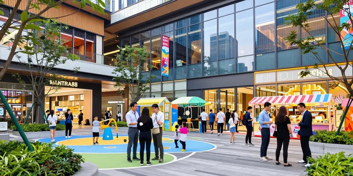 Engaging social atmosphere at MANTRA88 commercial property showcasing vibrant entertainment and shopping.