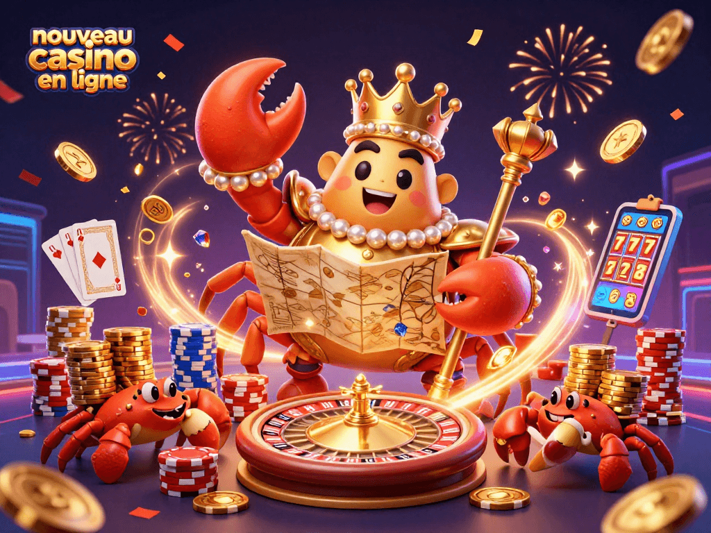 Appréciez l'expérience du jeu dans un nouveau casino en ligne avec des crabes royaux et de nombreux jetons dorés.