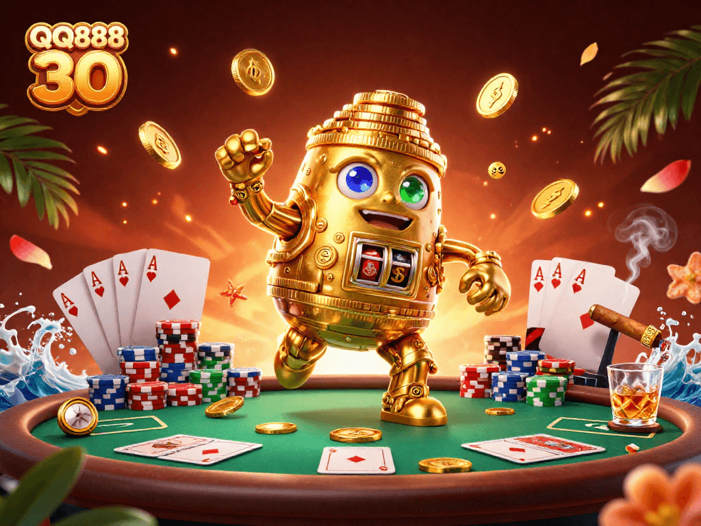 Experience the excitement of QQ888 30 with our vibrant 3D casino illustration.
