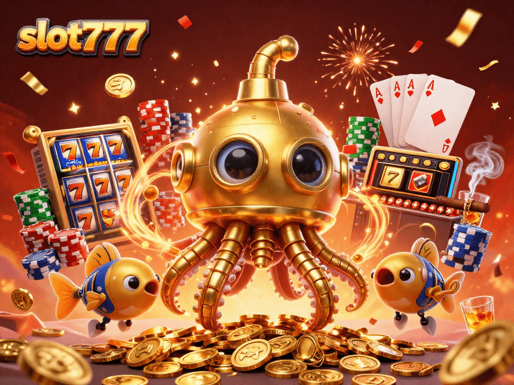 Spin to win at slot777 with thrilling slot reels and golden kraken submarine adventure.