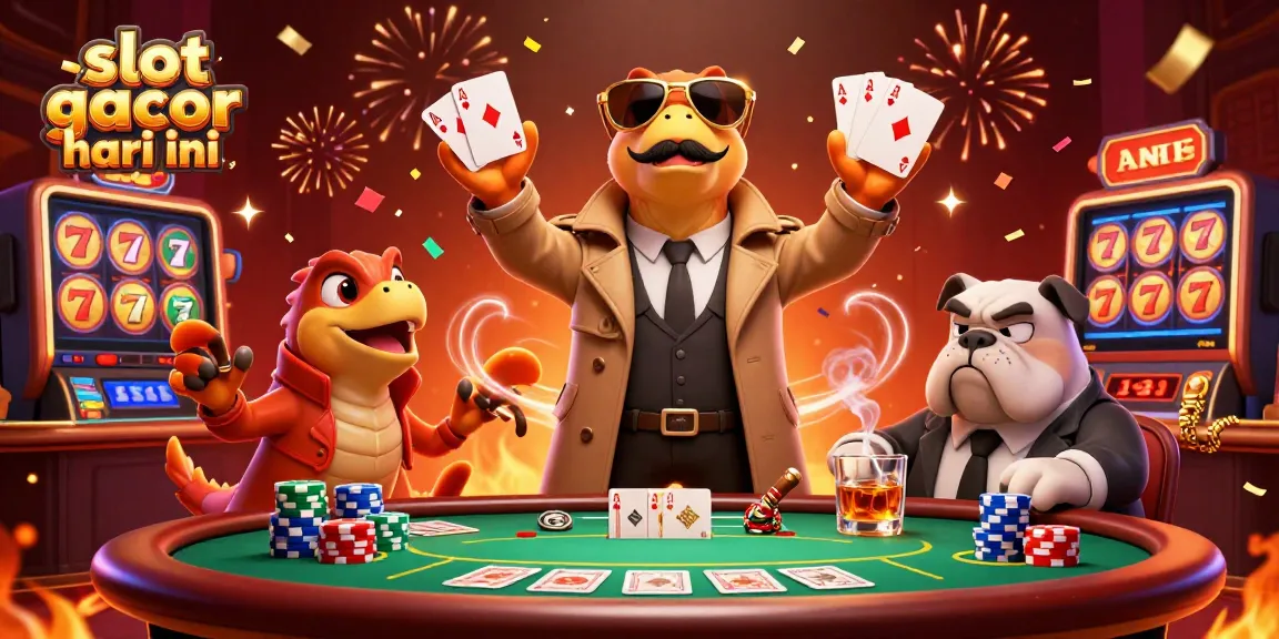 Gambar slot gacor hari ini memperlihatkan tiga raptor dalam jas mencoba memasuki lounge VIP kasino.