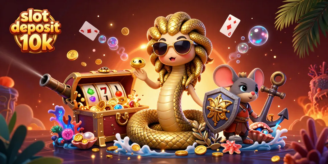 Play thrilling slot deposit 10k games with Medusa and a warrior mouse in a vibrant casino scene.