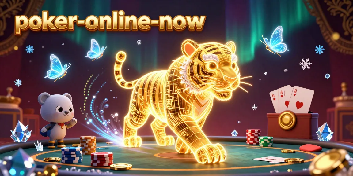 Experience thrilling poker action at poker-online-now with vibrant art of a digital casino environment.