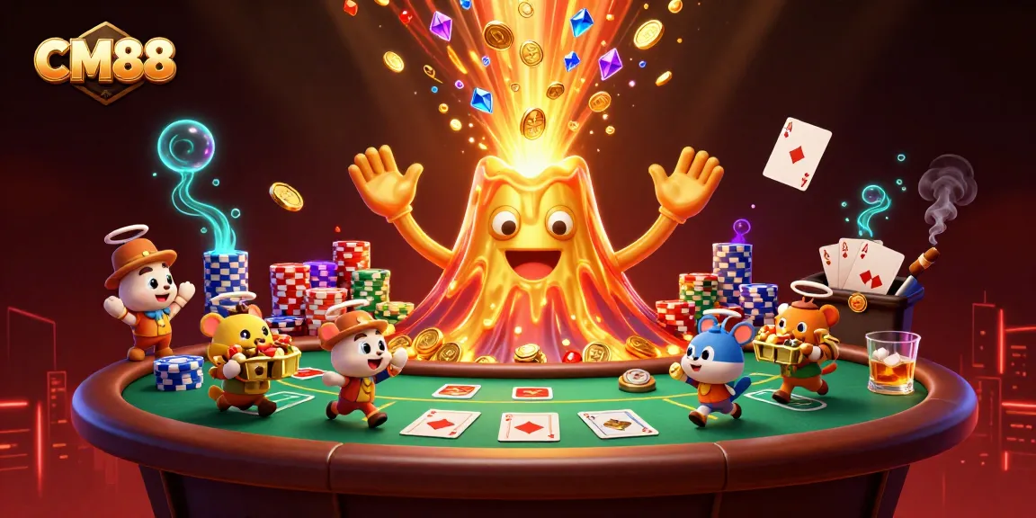 CM88 volcano erupts treasure while cartoon animals escape, energizing the online casino scene.