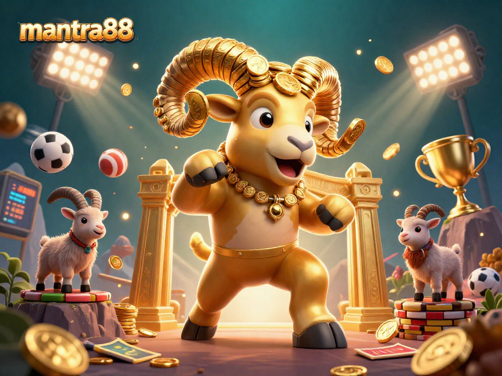 Engage in thrilling sports betting at mantra88, featuring dynamic 3D visuals and vibrant elements.