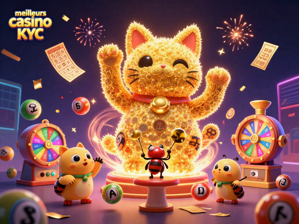 Découvrez les meilleurs casinos sans KYC avec cette illustration festive de jeux et de chance.