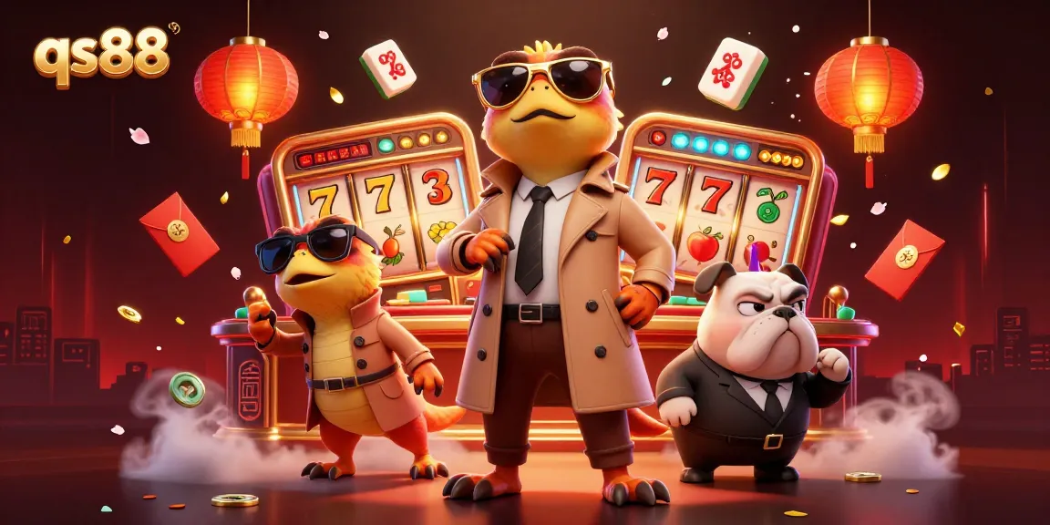 Experience thrilling gameplay at qs88 with raptors entering a VIP lounge alongside dynamic slot game elements.