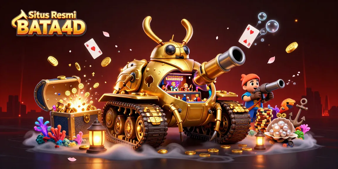 Experience the thrill of winning at Situs Resmi BATA4D with an exciting miniature casino within a golden beetle tank.