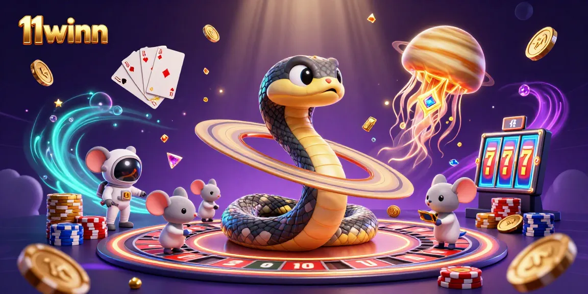 Experience thrilling bets at 11winn with cartoon cosmic casino elements creating a vibrant atmosphere.