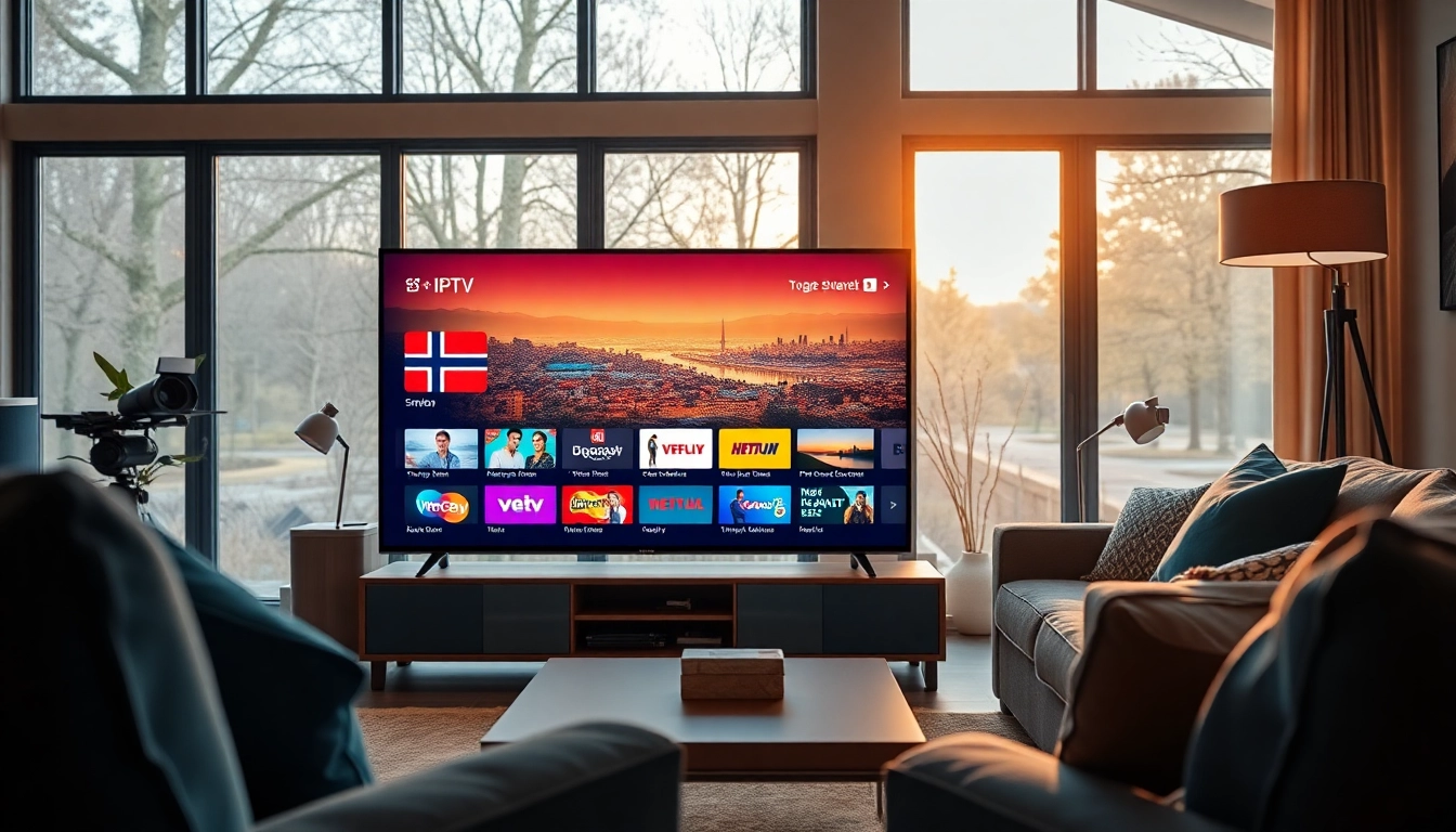 Enhance your viewing experience with iptv Norway channels on a stylish smart TV in a cozy setting.