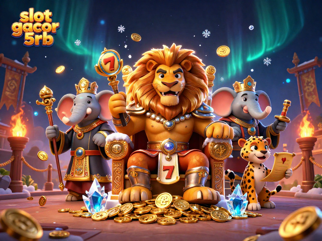Experience the thrill with slot gacor 5rb showcasing vibrant casino elements in a captivating 3D scene.