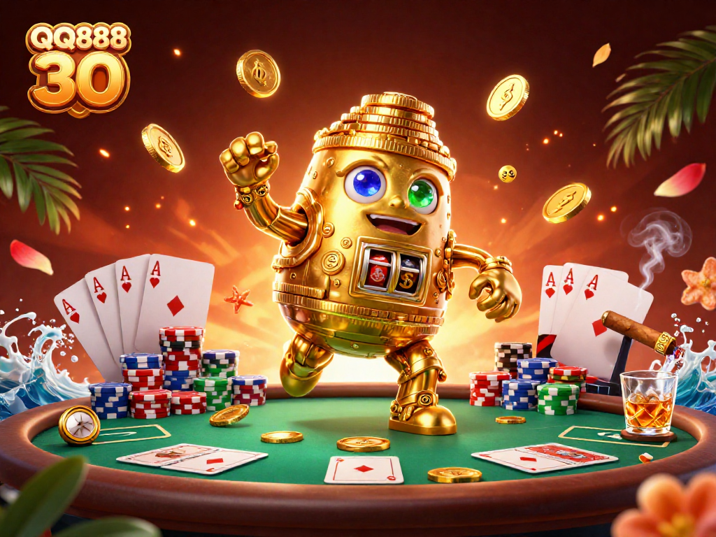 Experience the excitement of QQ888 30 with our vibrant 3D casino illustration.