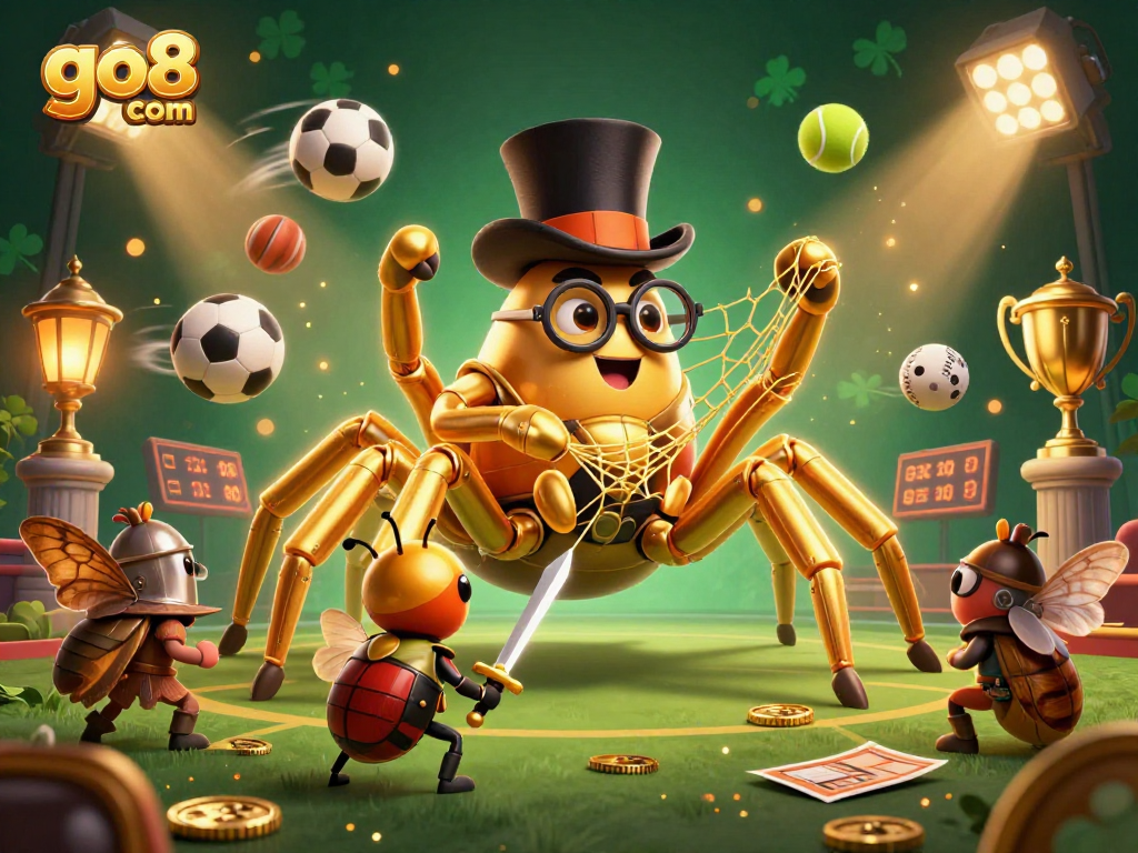 Experience go8 com's dynamic betting scene with golden accents and lively characters in action.