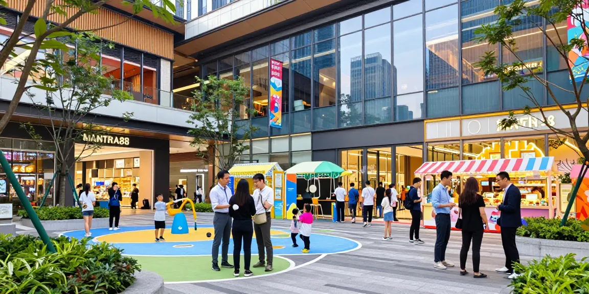 Engaging social atmosphere at MANTRA88 commercial property showcasing vibrant entertainment and shopping.