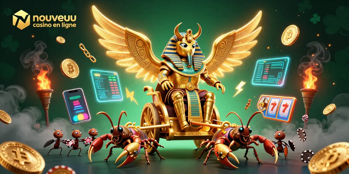 Jouer au nouveau casino en ligne avec des éléments captivants et un scarabée pharaonique.
