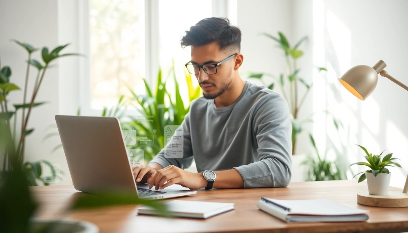 Organize Your Life With AI in a bright workspace with a user utilizing an AI assistant for task management.