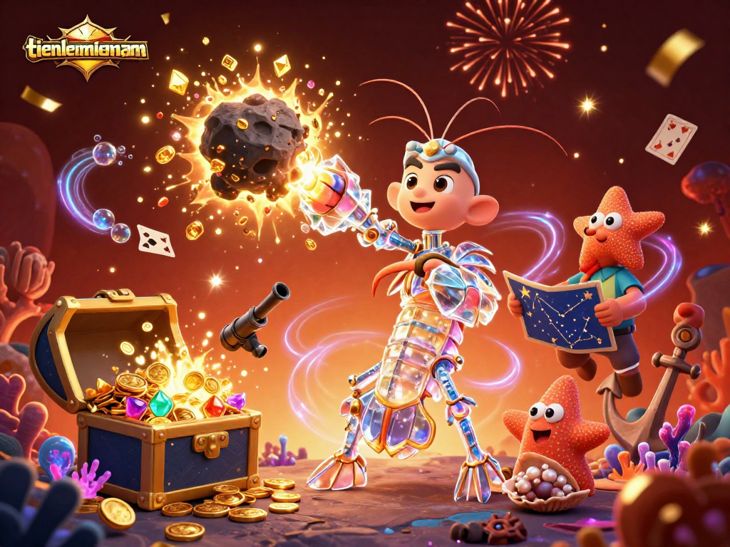 Engage with the thrilling action of tienlenmiennam, where samurai and starfish navigate a treasure-filled cosmic challenge.