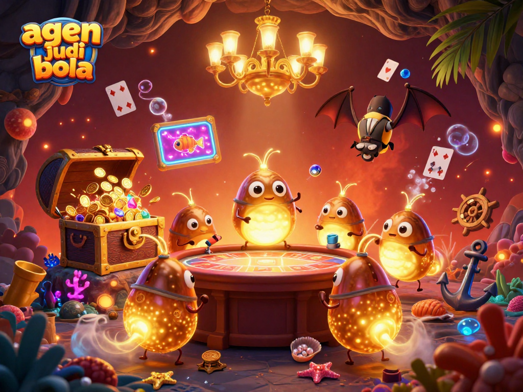 Experience the excitement of agen judi bola with vibrant betting activities under unique cave lighting.