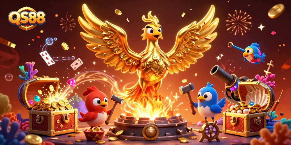 Engage with QS88's exciting world of online gambling featuring vibrant casino elements and dynamic gaming action.
