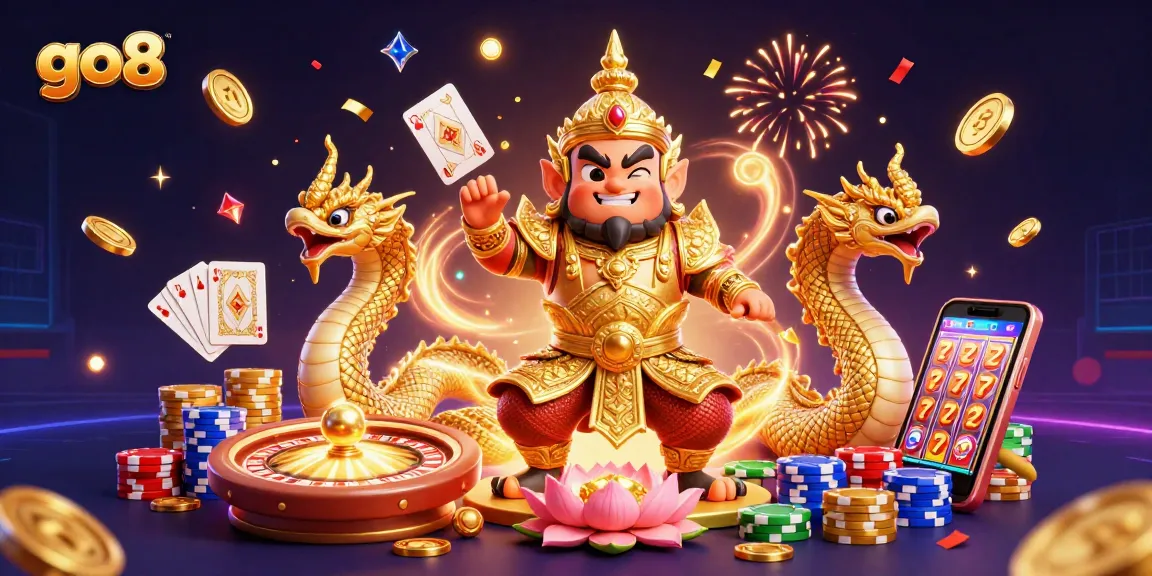 Experience exciting wins with go8 casino, featuring vibrant characters and casino themes.