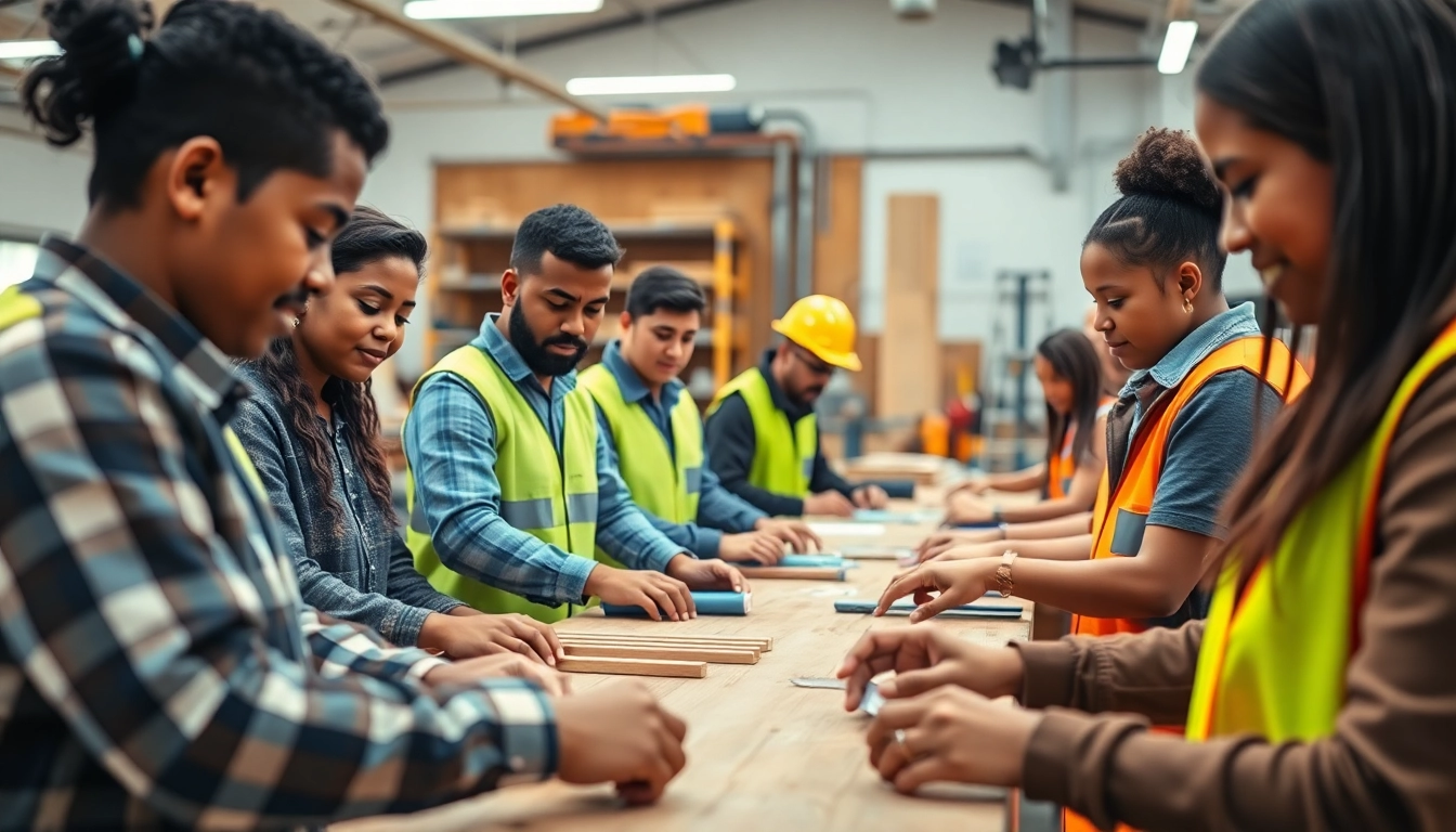 Engaged students in construction training San Antonio TX mastering skills in a vibrant workshop.