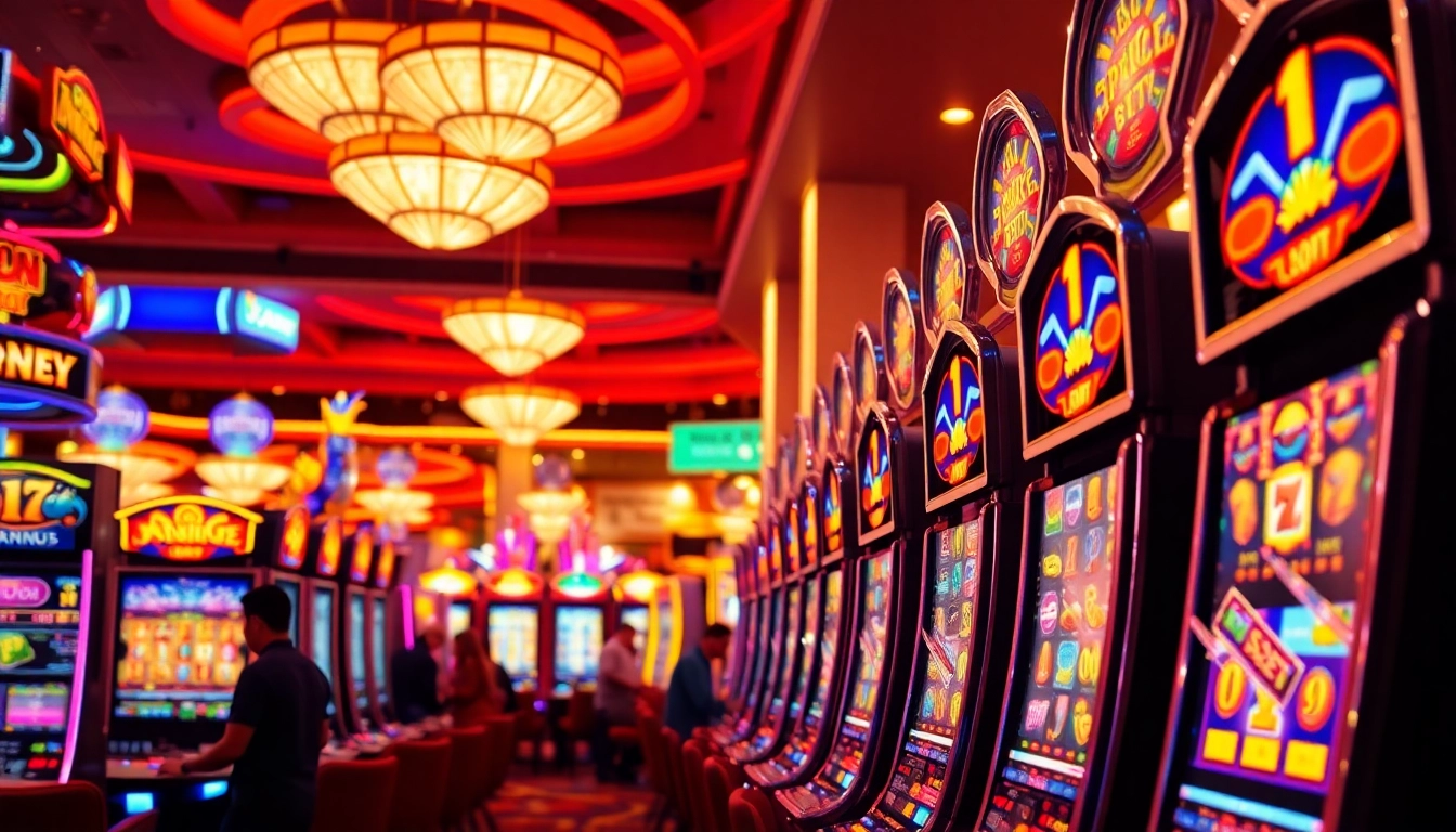 Experience thrilling slot gambling with engaging games and vibrant machines in a lively casino.