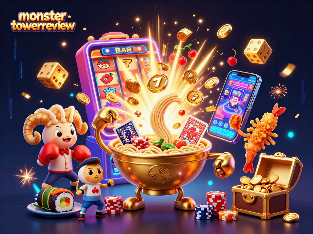 Experience the excitement of monstertowerreview with a dynamic casino scene filled with vibrant characters and thrilling game elements.