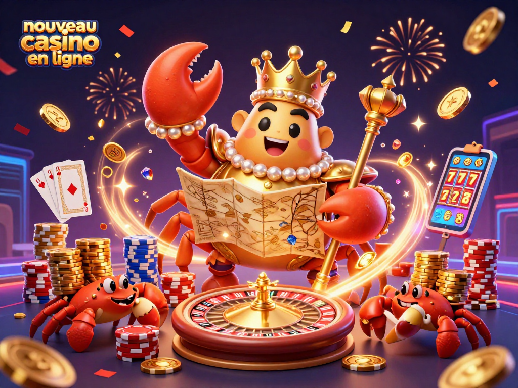 Appréciez l'expérience du jeu dans un nouveau casino en ligne avec des crabes royaux et de nombreux jetons dorés.