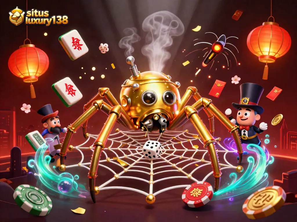 Rasakan keseruan bermain situs luxury138 dengan ilustrasi menarik yang penuh detail dan elemen kasino.