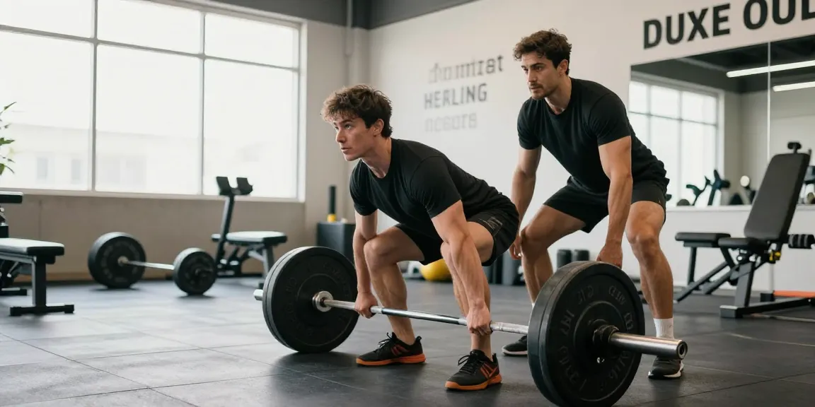 Empowering fitness moment with Selliza Steroids in action, athlete lifting weights in a bright gym.