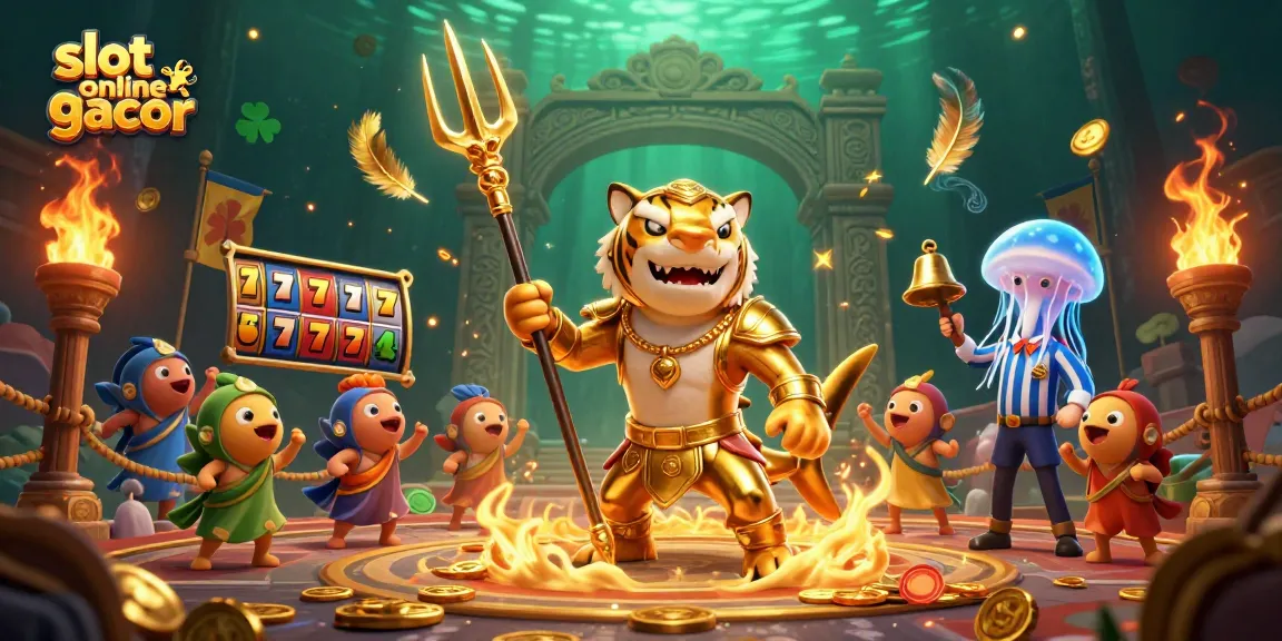 Menggandakan kemenangan di slot online gacor dengan karakter hiu bertopeng gladiator di arena bawah laut.