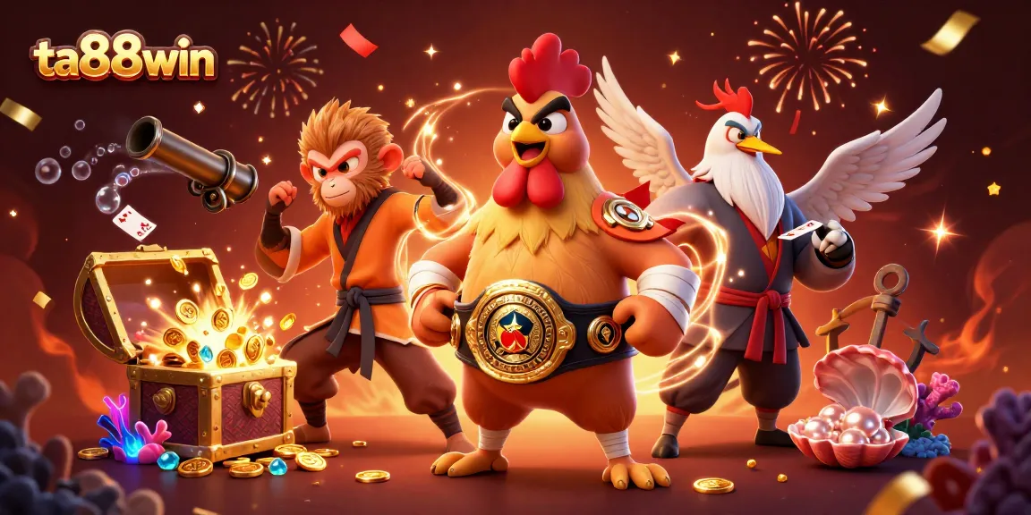 Win big at ta88win with engaging 3D characters in a vibrant casino scene.