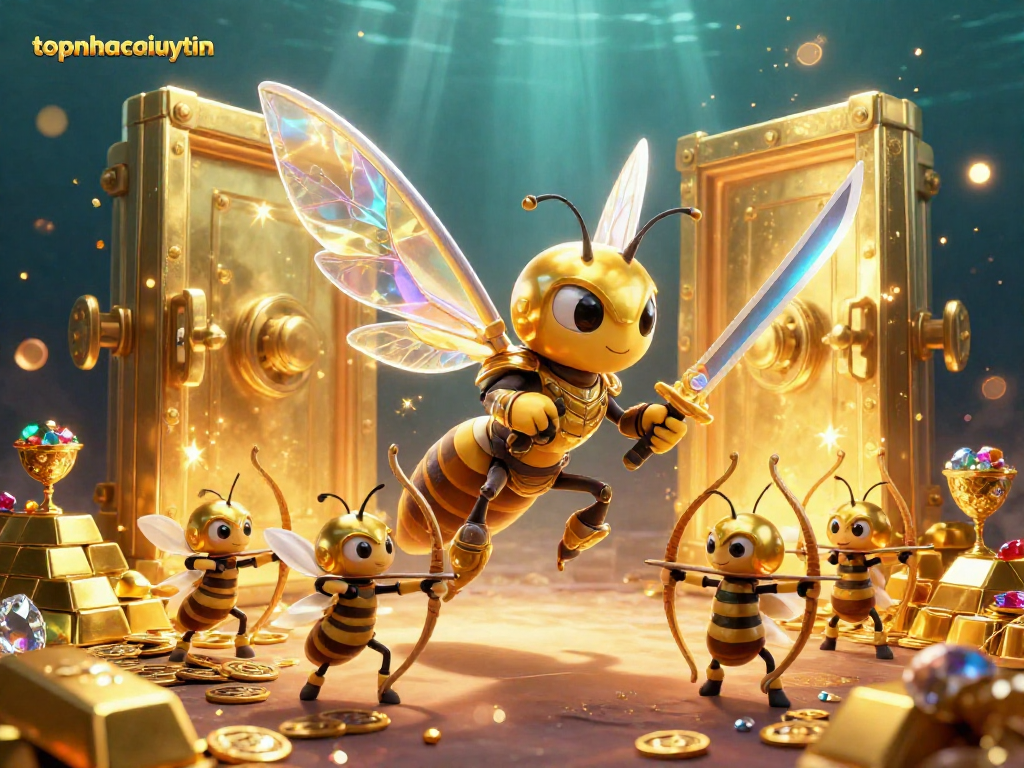 Experience the excitement of topnhacaiuytinn with golden hornet warriors amidst dazzling casino treasures.