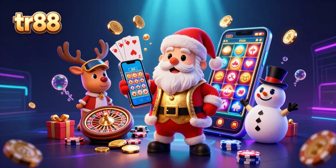 Experience winning slots at tr88 with Santa, a reindeer dealer, and a poker chip snowman.