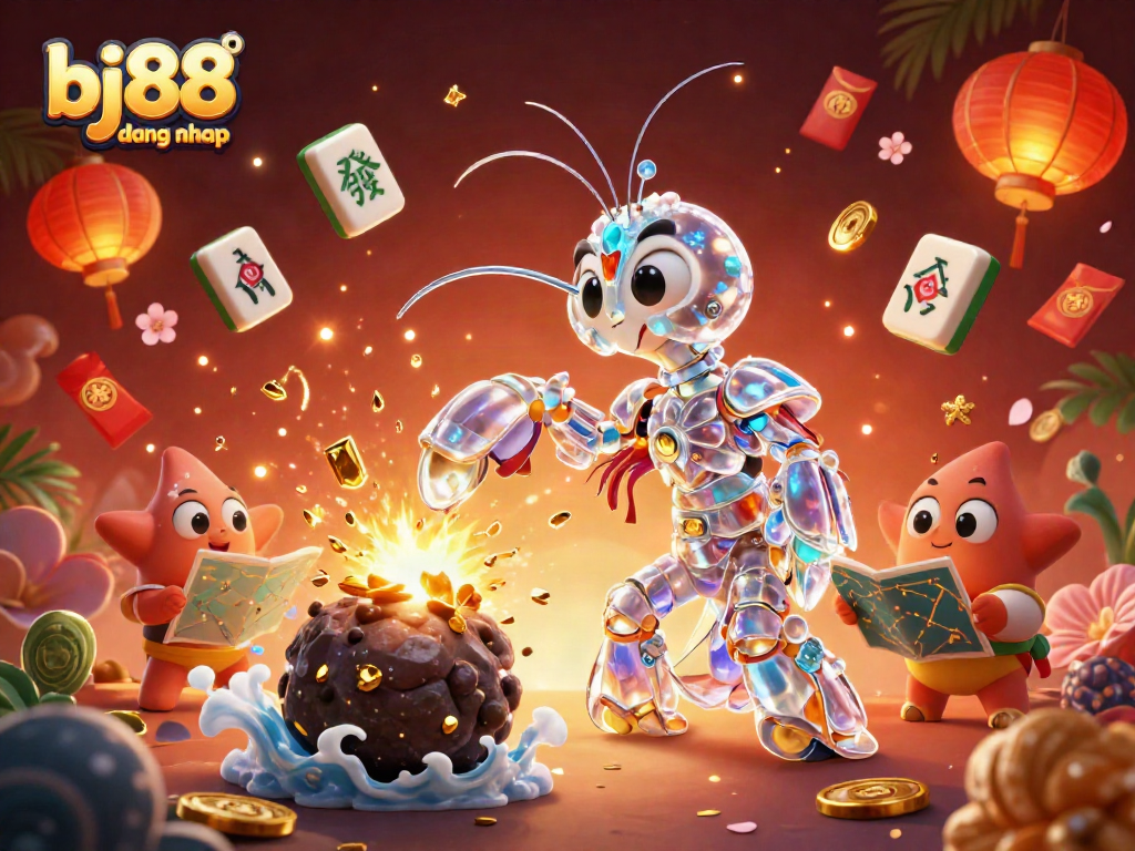 Engage in gaming excitement with bj88 dang nhap, featuring vibrant characters and casino elements.
