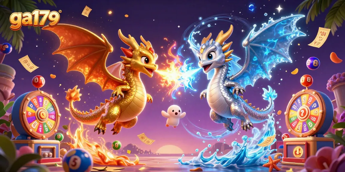Experience the excitement of ga179 lottery with colorful elements, lottery machines, and dynamic characters.
