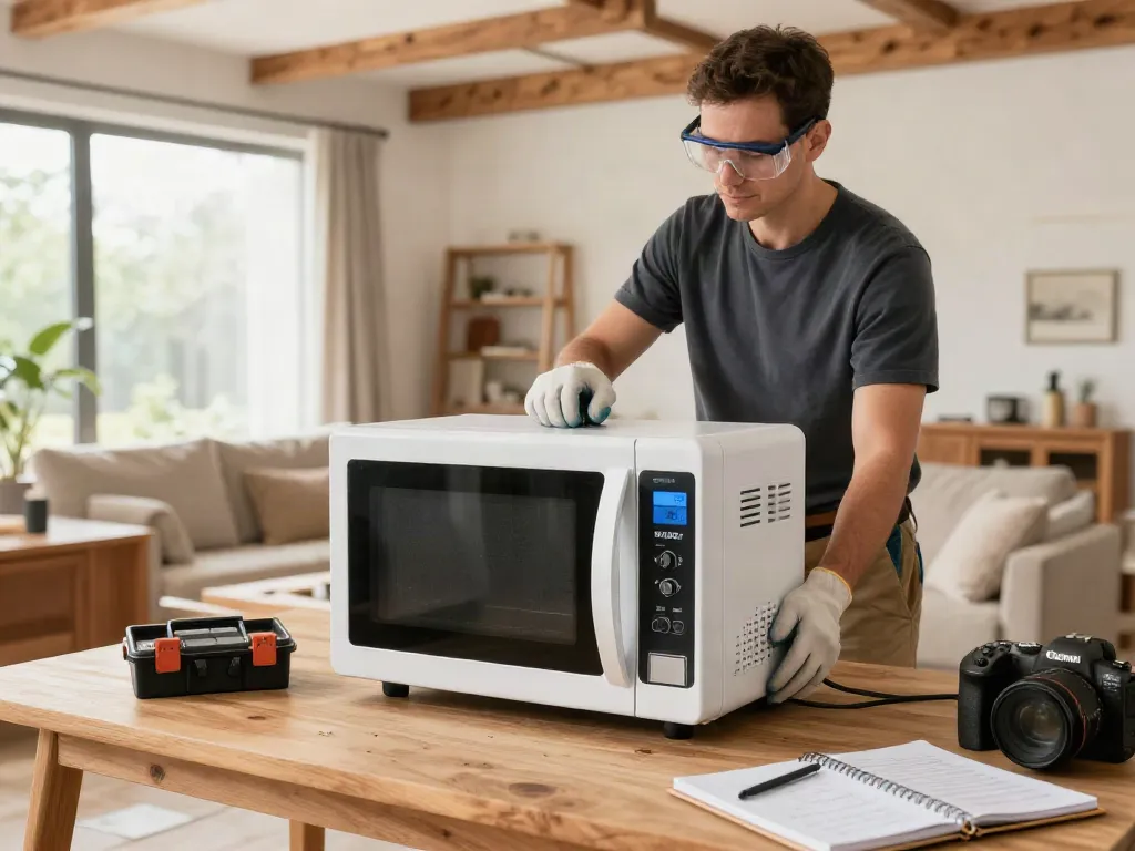 SHASHEL® microwave treatment for woodworm in a modern living room.