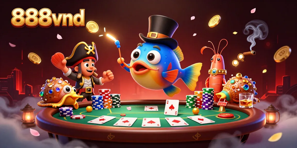 Attract golden coins with 888vnd's thrilling 3D casino illustration featuring unique sea creatures.