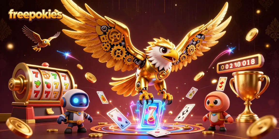 Engage with freepokies while exploring an ultra-detailed casino scene bursting with vibrant elements.