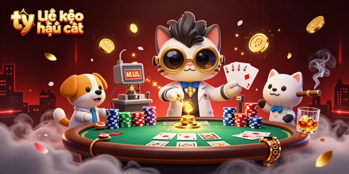 Experience the thrilling atmosphere of tỷ lệ kèo nhà cái with a cartoon scientist and dynamic gambling elements.