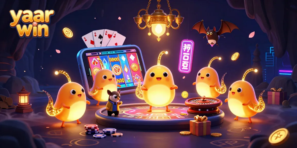 Experience yaar win with vibrant casino-themed illustration featuring glowing glowworms and dynamic gaming elements.