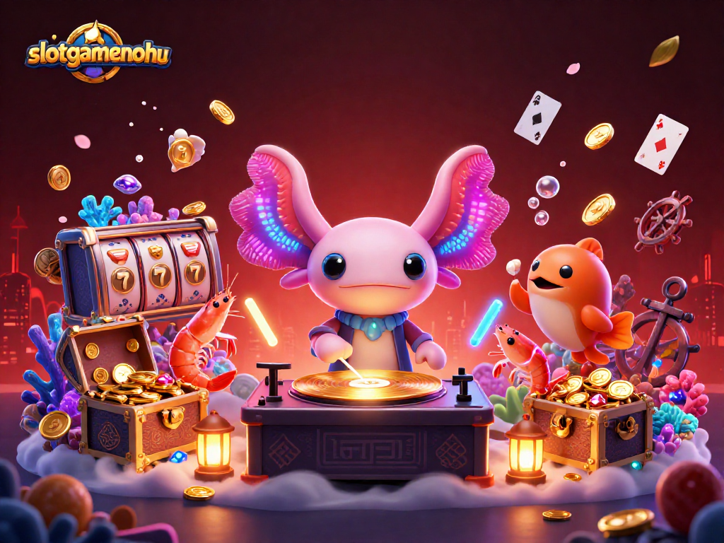 Experience the thrill of slotgamenohu as a neon axolotl DJ spins for an underwater jackpot party.
