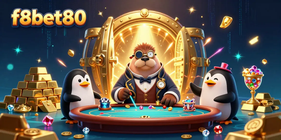 Join the action at f8bet80 with a playful walrus and friends at an underwater poker table.