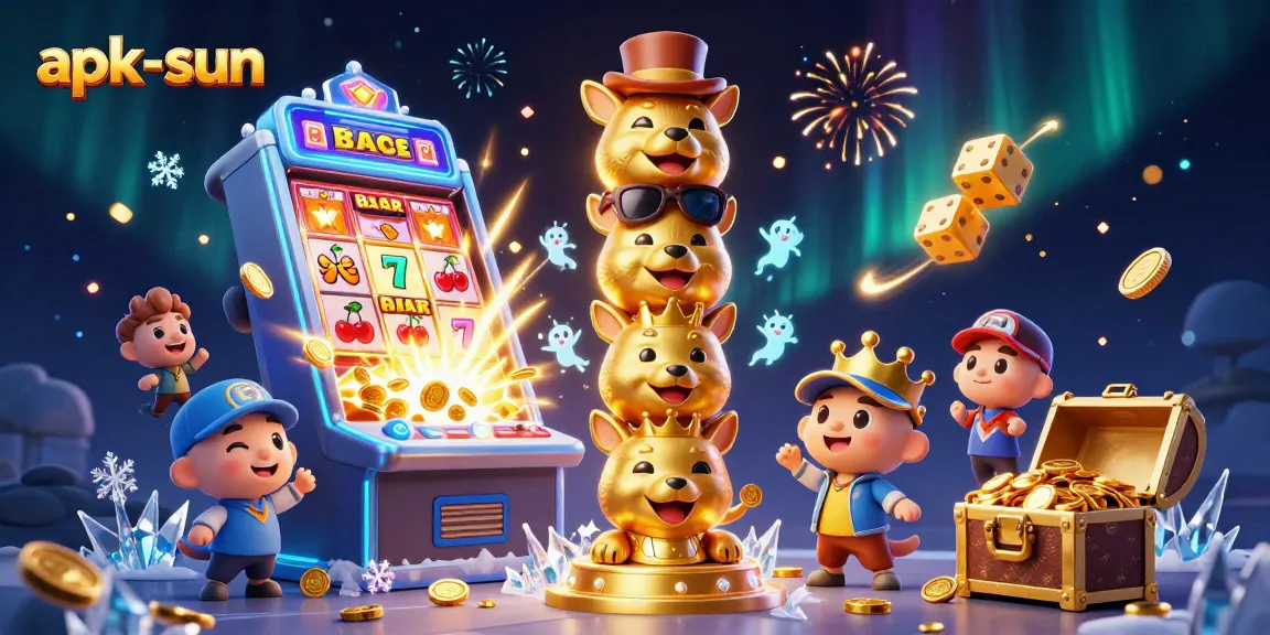 Engage with apk-sun as golden totem pole and slot machine create a festive jackpot explosion.