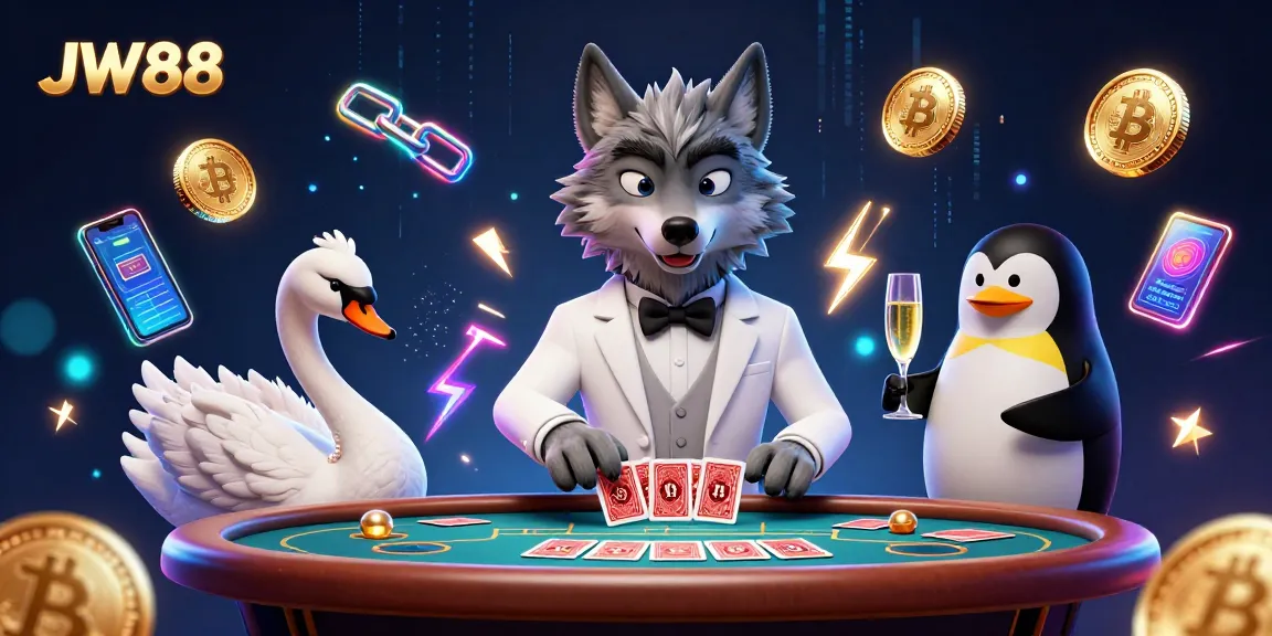 Experience captivating Baccarat action with JW88 featuring a debonair wolf, elegant swan, and sophisticated penguin.