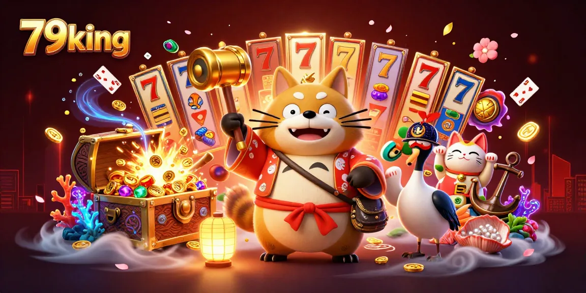 Engage with 79king's exciting casino scene featuring cheerful characters and dynamic gaming elements.