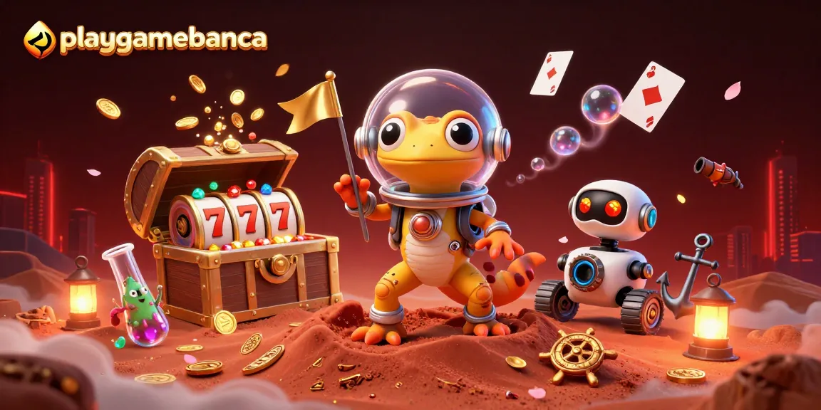 Experience the excitement of playgamebanca with a Martian gecko uncovering a golden casino.