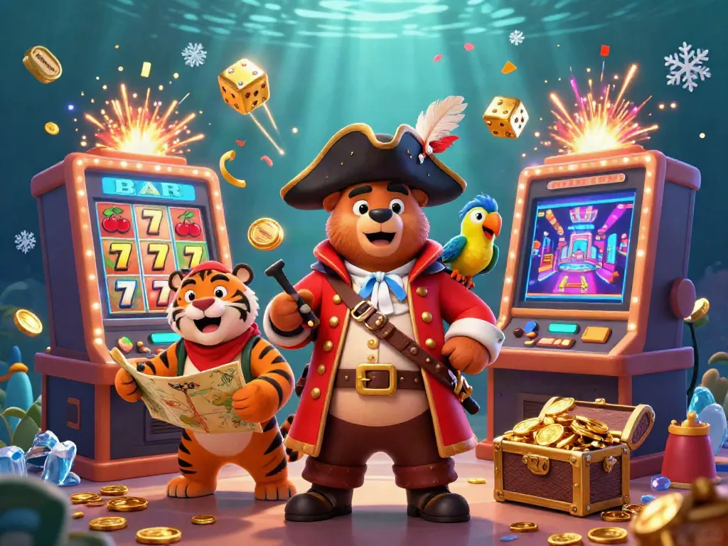 Experience thrilling jackpots with qqmacan's vibrant pirate-themed slot adventure in a dynamic 3D scene.