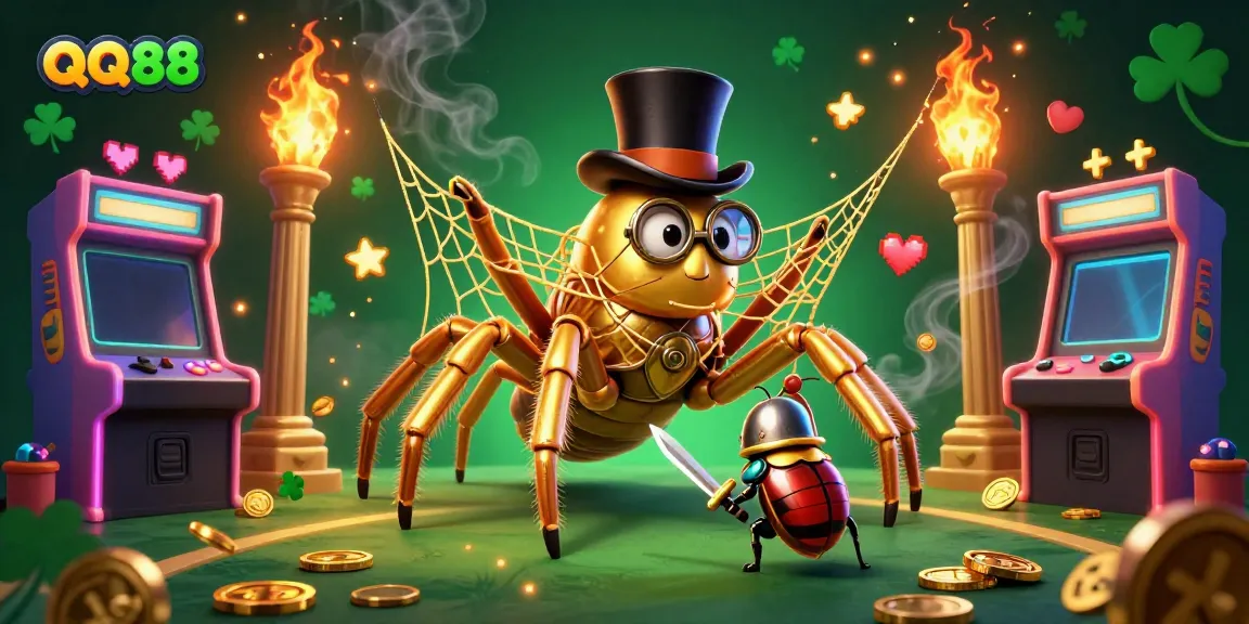 Experience the thrill of QQ88 with vibrant casino gameplay elements and unique characters in a dynamic 3D scene.