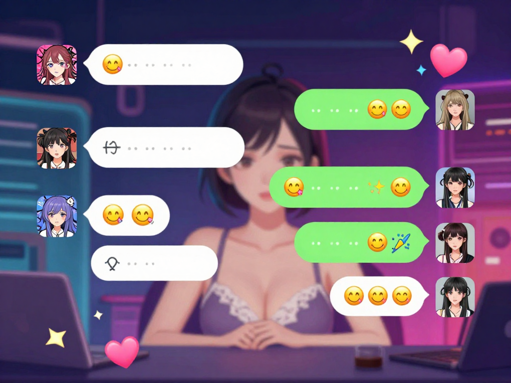 Engaging hentai chat interface with animated avatars representing lively conversations.